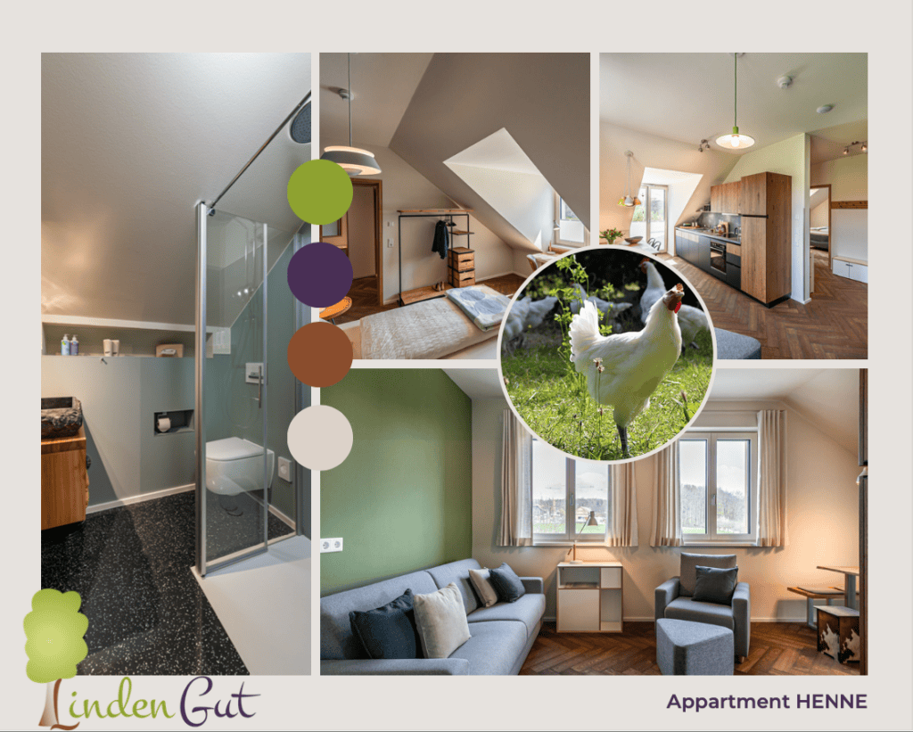 Blick in das Apartment Henne im Bauernhaus - Biohotel Lindengut in Dipperz