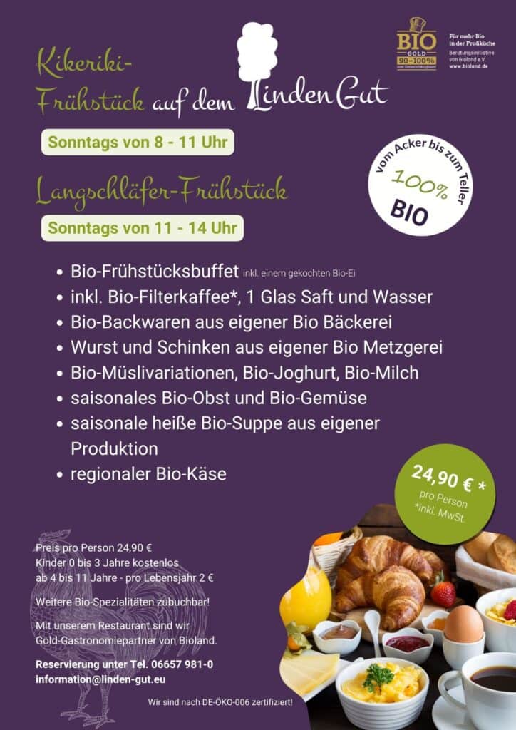 Unser Kikeriki- und Langschläfer-Frühstück, Sonntags von 08.00 bis 14.00 Uhr