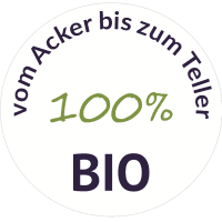 Logo 100 % Bio vom Acker bis zum Teller